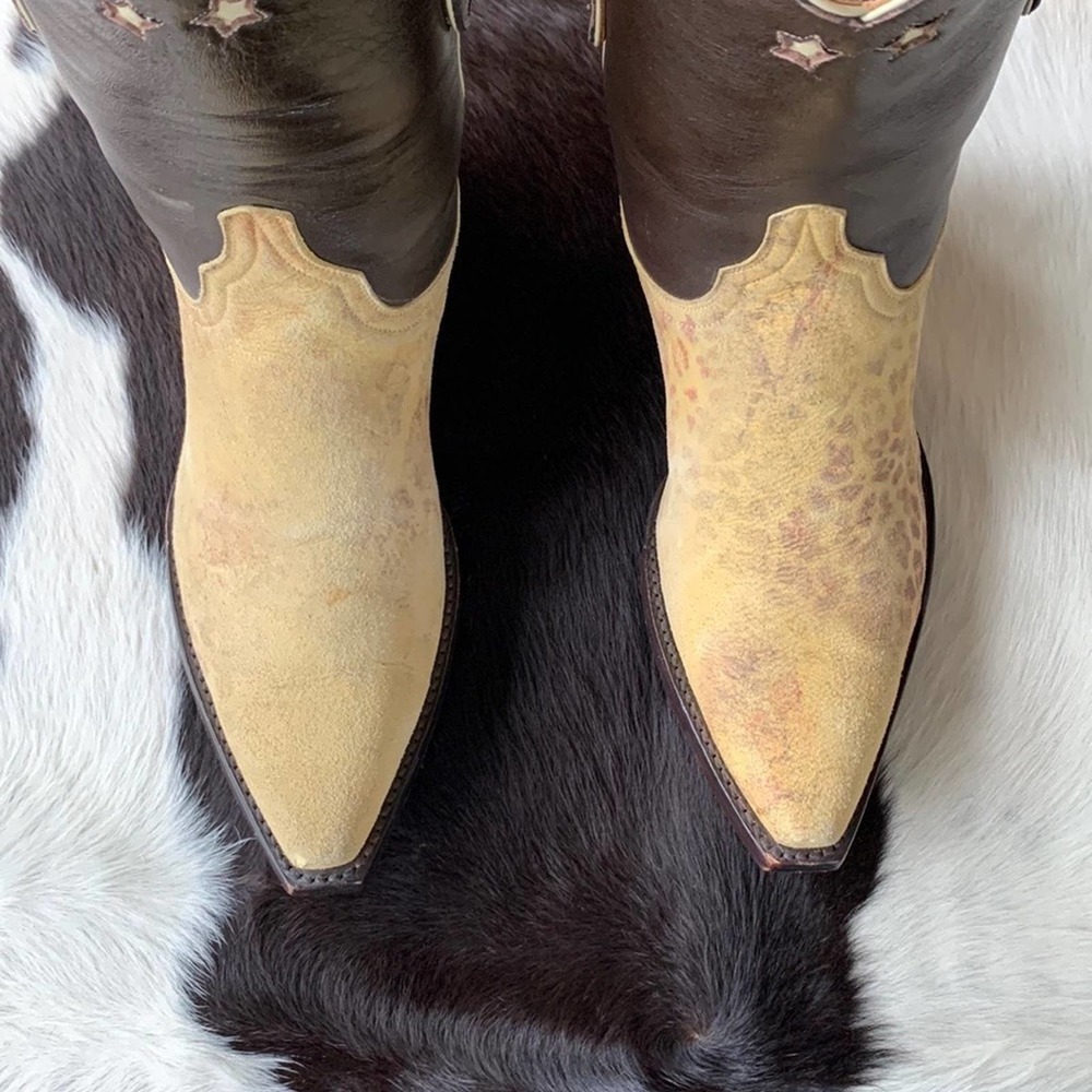 Rare Vintage OLD GRINGO Boots Leopard Star Short Cowgirl Cowboy Western Size 8 - Picture 8 of 13